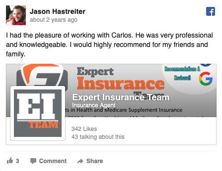 Review from an insurance agent who was very satisfied with Carlos' support